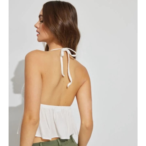 NWT White Garage Crotchet Halter Top - Picture 3 of 5